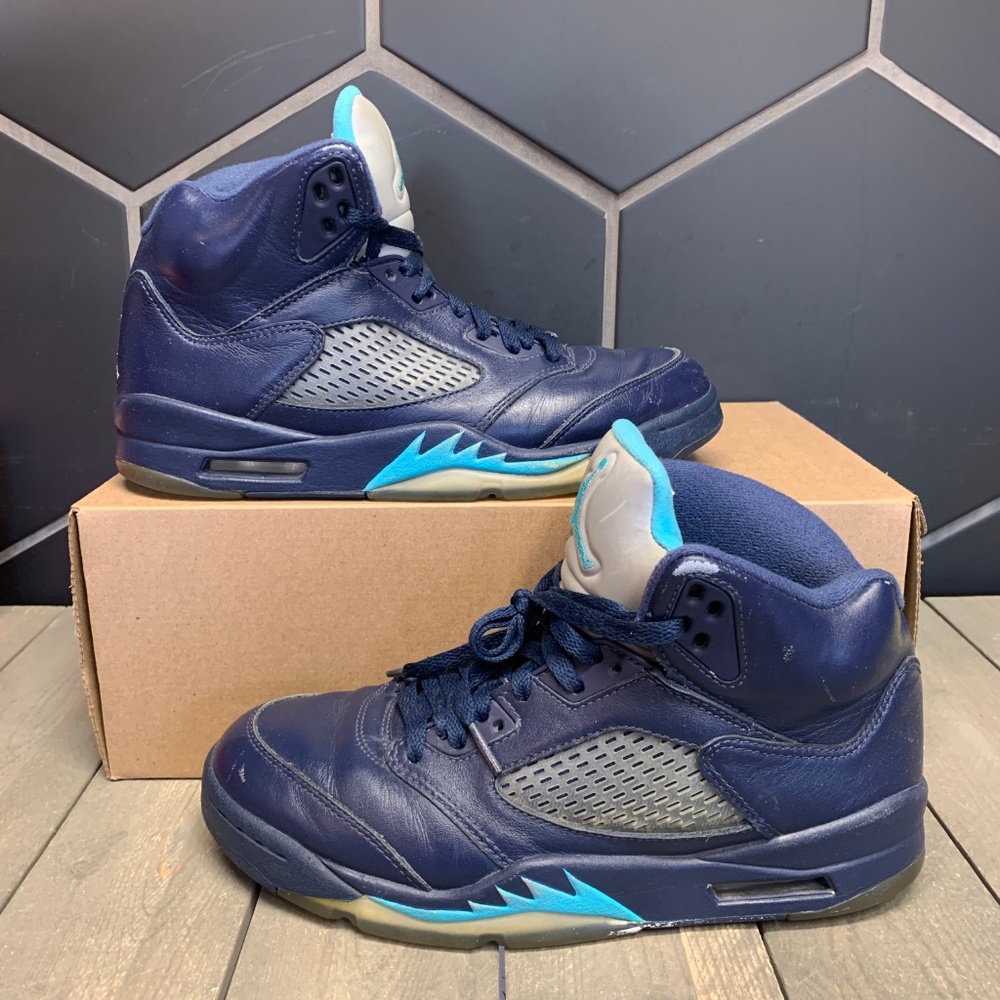 ~Used W/O Box! Men's Air Jordan 5 Retro Pre-Grape Blue Sneakers Size 7.5